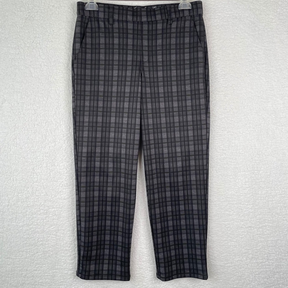 Gloria Vanderbilt Womens Plaid Slimming Effect Crop Pants Grey Black Size 6